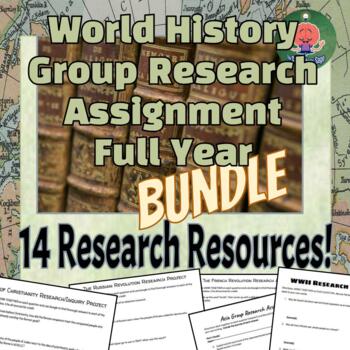 Preview of World History Group Research Assignments WHOLE YEAR BUNDLE!