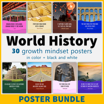 Preview of World History Growth Mindset Posters Classroom Decor