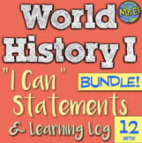 World History I "I Can" Statement & Log Bundle to Improve 