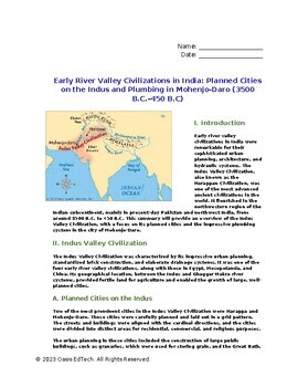 Preview of World History: Indus Valley Civilization: Planned Cities Worksheet