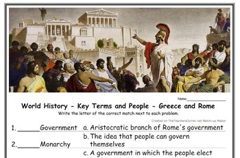 Preview of World History - Key Terms and People - (1) Ancient Greece and Rome worksheet