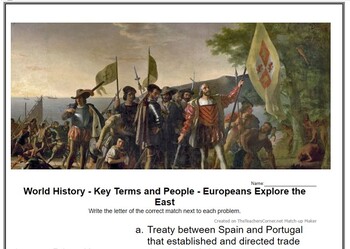 Preview of World History - Key Terms and People - (29) Europeans Explore the East