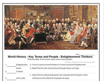Preview of World History - Key Terms and People - (39) Enlightenment Thinkers
