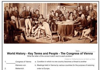 Preview of World History - Key Terms and People - (45) The Congress of Vienna