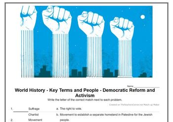 Preview of World History - Key Terms and People - (52) Dramatic Reform and Activism