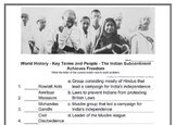 World History - Key Terms and People - (80) The Indian Sub