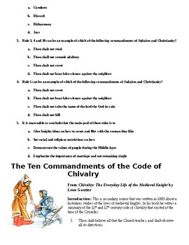 chivalry code of conduct answers