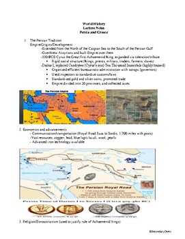 Preview of World History Lecture Notes Persia and Greece