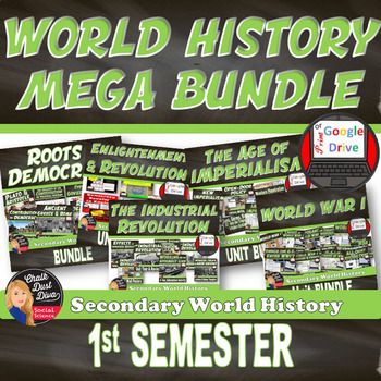 Preview of World History MEGA BUNDLE | 1st Semester Units 1-5 | SAVE 30% |Print & Digital