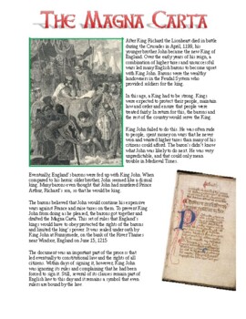 Preview of World History: Magna Carta Guided Reading