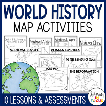 Preview of World History Map Activities Bundle | Google Classroom | Printable & Digital