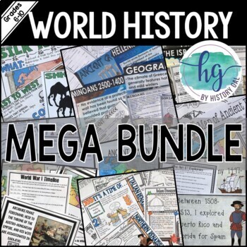 Preview of World History Mega Bundle of Unit Lessons, Activities, Maps, Doodle Notes & More