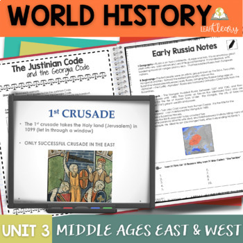 Preview of World History Middle Ages East & West Interactive Notebook Unit & Lesson Plans