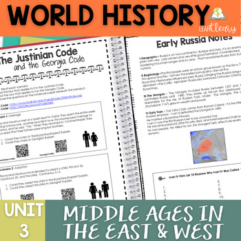 Preview of World History Middle Ages East & West Interactive Notebook Unit & Lesson Plans