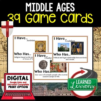 Preview of Middle Ages Game Cards World History Test Prep Print & Digital Google
