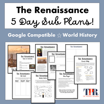 Preview of World History No Prep Five Day Sub Plans The Renaissance (Google)