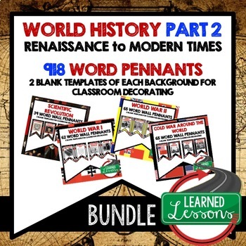 Preview of World History Word Wall BUNDLE Renaissance - Modern Times World History Posters