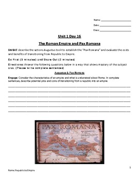Preview of World History Pax Romana Roman Empire. Distance Learning Compatibility