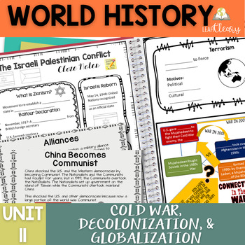Preview of World History Cold War & Decolonization Interactive Notebook Unit & Lesson Plans
