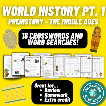 Preview of World History Pt. 1 - Prehistory to Middle Ages | Crossword & Word Search Bundle