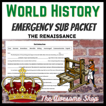 Preview of World History Renaissance Emergency Sub Plans Da Vinci & Queen Elizabeth I