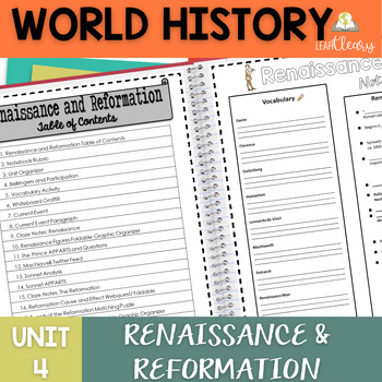 Preview of World History Renaissance & Reformation Interactive Notebook Unit & Lesson Plans