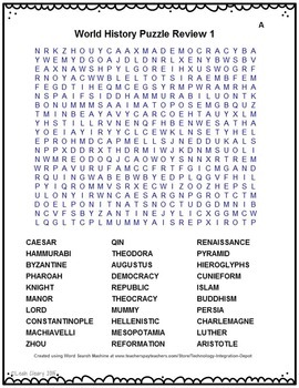 world history word search puzzle answers