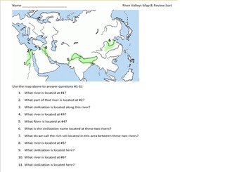 World History SOL Ancient River Valley Civilizations Review Map