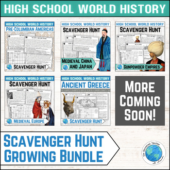Preview of World History Scavenger Hunt Collaborative Activity Growing Bundle High School