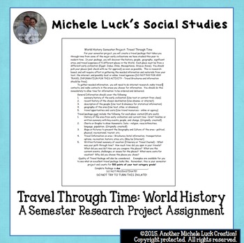 Preview of World History End of the Year or Semester Travel Research Project