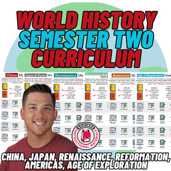Preview of World History Semester Two Curriculum - Middle Ages - 6 Units - 6th & 7th Grade