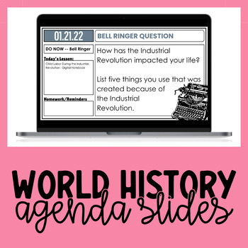 Preview of World History | Social Studies | Daily Agenda Template | Google 