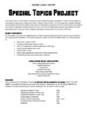World History "Special Topics" Project Assignment Sheet