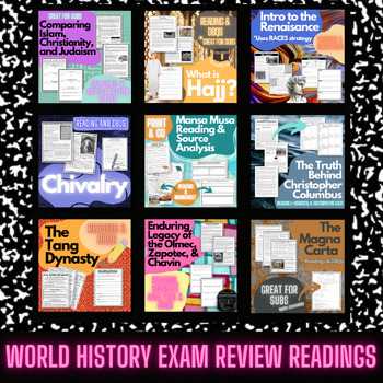Preview of World History Sub Plan Bundle (Readings for each unit of Semester 1) High School