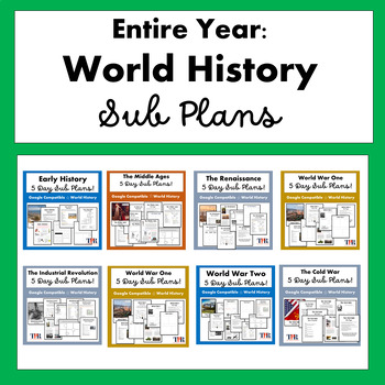 Preview of World History Sub Plans 5 Day No Prep Bundle (Google)