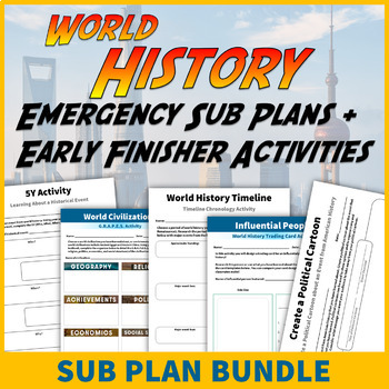 Preview of World History Sub Plans and Fast Finisher Social Studies Activities