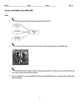 Preview of World History - The Middle Ages (1000-1500) Discussion/Essay Questions