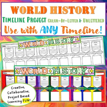 Preview of World History - Timeline Projects - Color-by-Letter & Unlettered