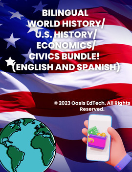 Preview of Bilingual World History/U.S. History/Economics/Civics Bundle | English & Spanish