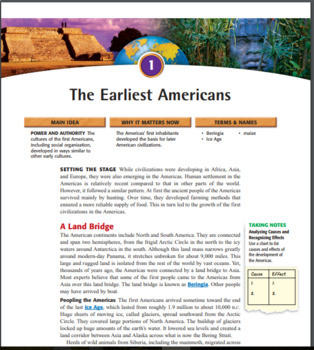 Preview of World History- Unit 5- Mesoamerica reading Guide w/link to free textbook!