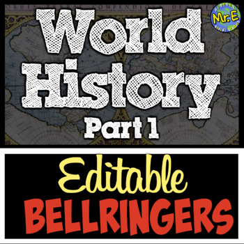 Preview of World History Unit Bellringers Bundle | 11 Bellringer Sets for World History