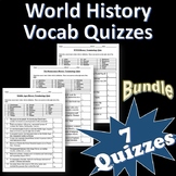 World History Vocabulary Quiz Bundle - Editable | Printable