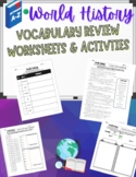 World History Vocabulary Review Worksheets & Activities