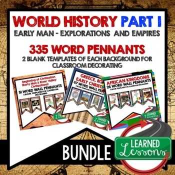 Preview of World History Word Wall Early Man to Empires World History Posters Bundle