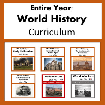 Preview of World History Year Long Curriculum Unit Plans (Google Compatible)