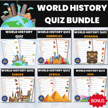 Preview of World History and Geography Quiz | Asia Africa Europe Americas