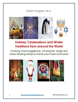 Preview of World Holiday Celebrations Winter Traditions Cooking Art Essay Songs Curriculum