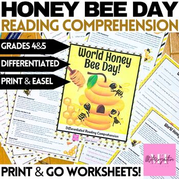 Preview of World Honey Bee Day Reading Comprehension Worksheets