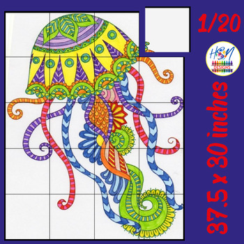 Preview of World Jellyfish Day Collaborative Poster Art Coloring pages - Under the Sea