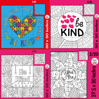 Preview of World Kindness Collaborative Project Posters Bundle, Be Kind Mental Health Month